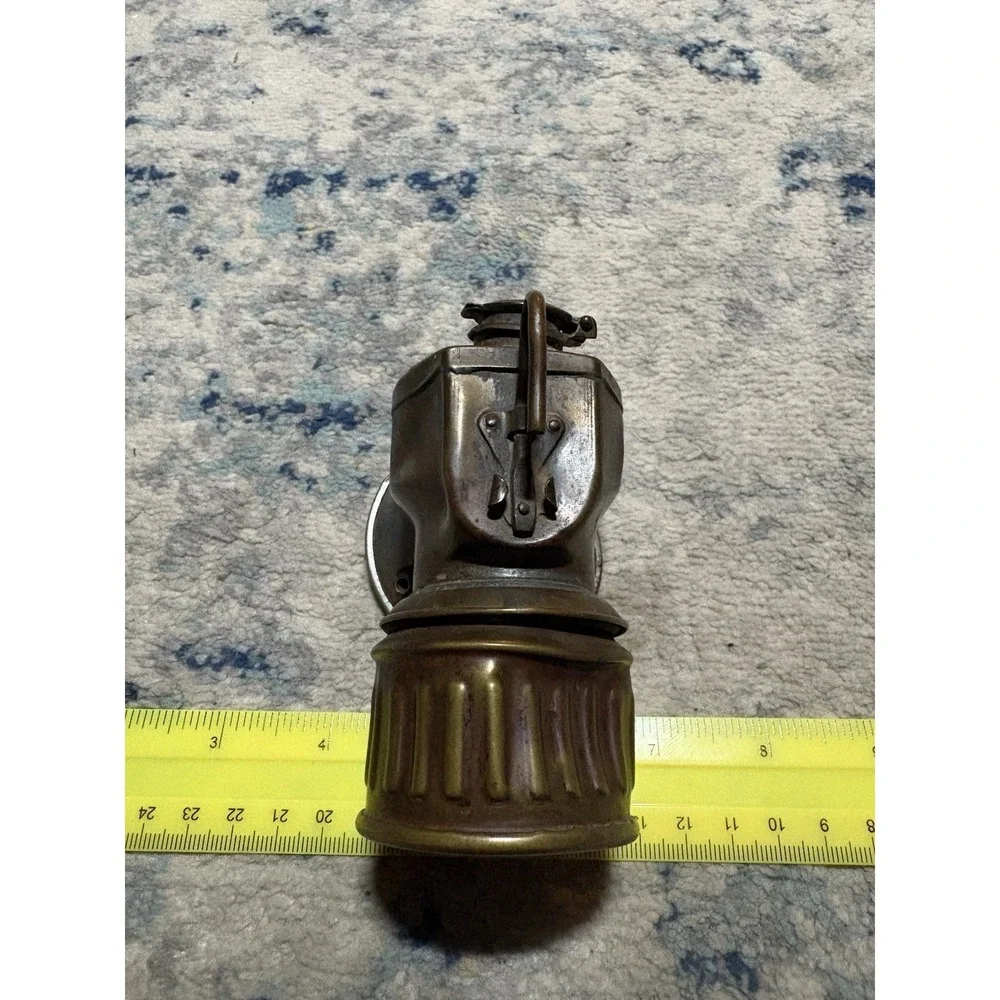 Vintage Justrite Brass Auto-Lite Carbide Coal Miner's Head Lamp Collectable
